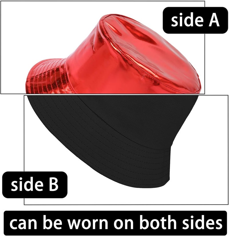 Milakoo Rave Hologram Metallic Bucket Hat Reversible Cap Reflective Waterproof Rain Fisherman Hat - Image 3